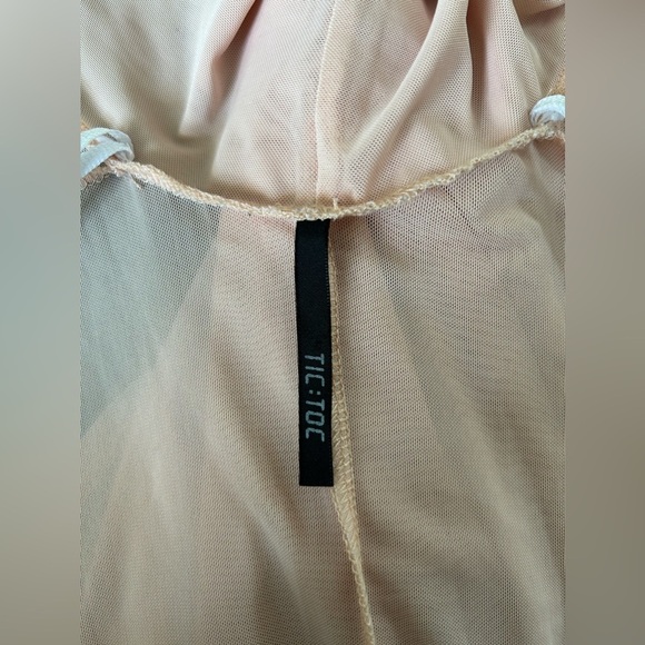TIC:TOC SHEER/MESH OPEN FRONT KIMONO. ARUBA SANDS COLOR. GENTLY WORN/STYLED O/S - Picture 5 of 6